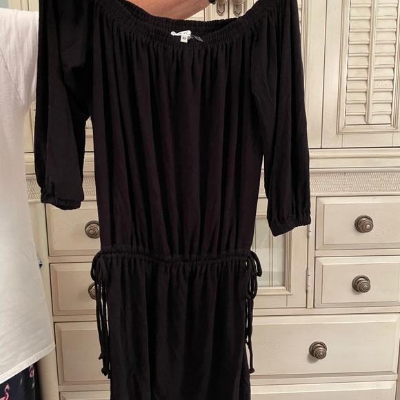 On The Road Black Off The Shoulder Dress w/ Ties M - Picture 2 of 3